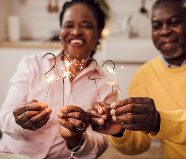 Senior Couple with sparklers